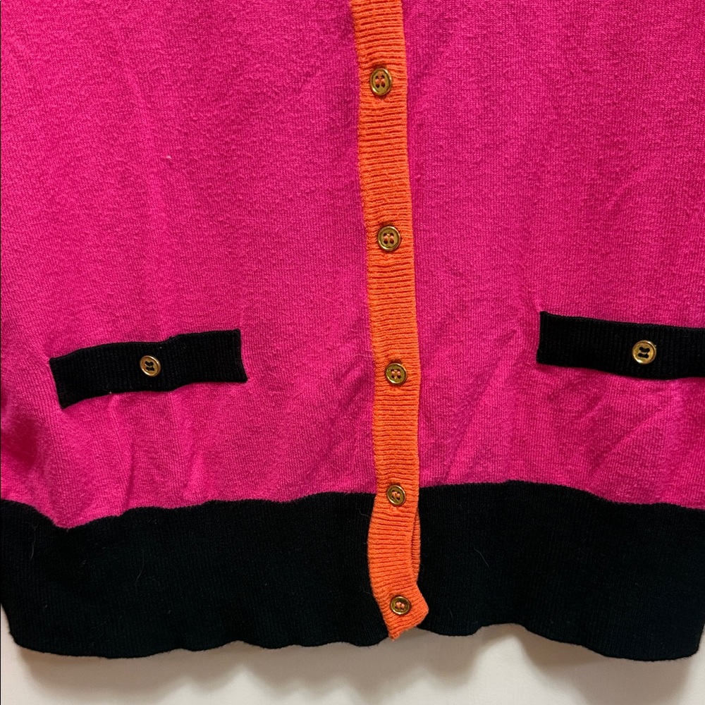 Cable & Gauge Fuchsia and Tangerine Cardigan - Picture 5 of 9